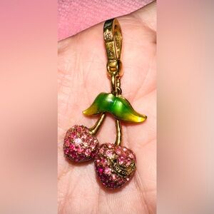 Juicy Couture AUTHENTIC Pink Cherry w/green enamel leaves 🍃